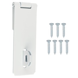 Alise Door Hasp Locks Latch,5 Inch SUS 304 Stainless Steel Packlock Clasp Hasp Lock Latch,Hinge Lock Padlock with Screws for Doors, White Finish 1 Pack