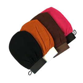 minkissy Bath Scrubber Mitts 4 Pack Black Exfoliating Gloves Portable Bath Towel Gloves for Men Women