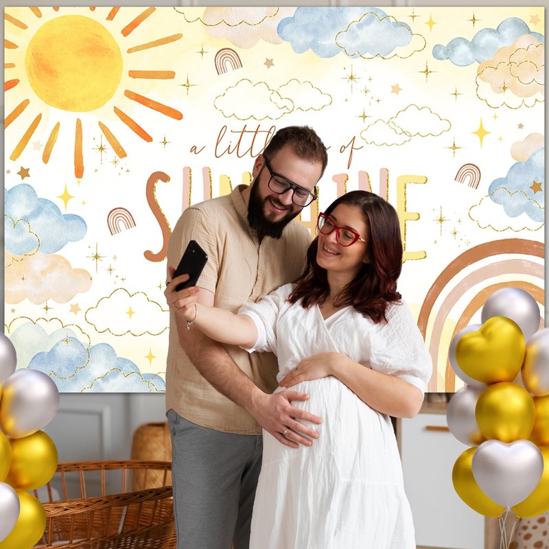 Mocsicka Sunshine Baby Shower Backdrop A Little Ray of Sunshine