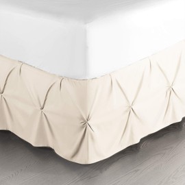 Nestl Beige Cream Bed Skirt King Size, Pinch Pleat King Bed Skirt, 14" Inch Drop King Bedskirt, Hotel Quality Beige Cream Bed Skirts, Microfiber Bedskirt for King Bed, Beige Cream King Size Bed Skirt