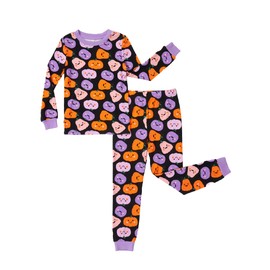 PATPAT Toddler Kids Pajama Sets with Bamboo Viscose - 2 Pieces Soft Snug Fit Pjs for Boys and Girls,All-Season Comfort Sleepwear, Purple Sweet Pumpkin, Size 9 Years