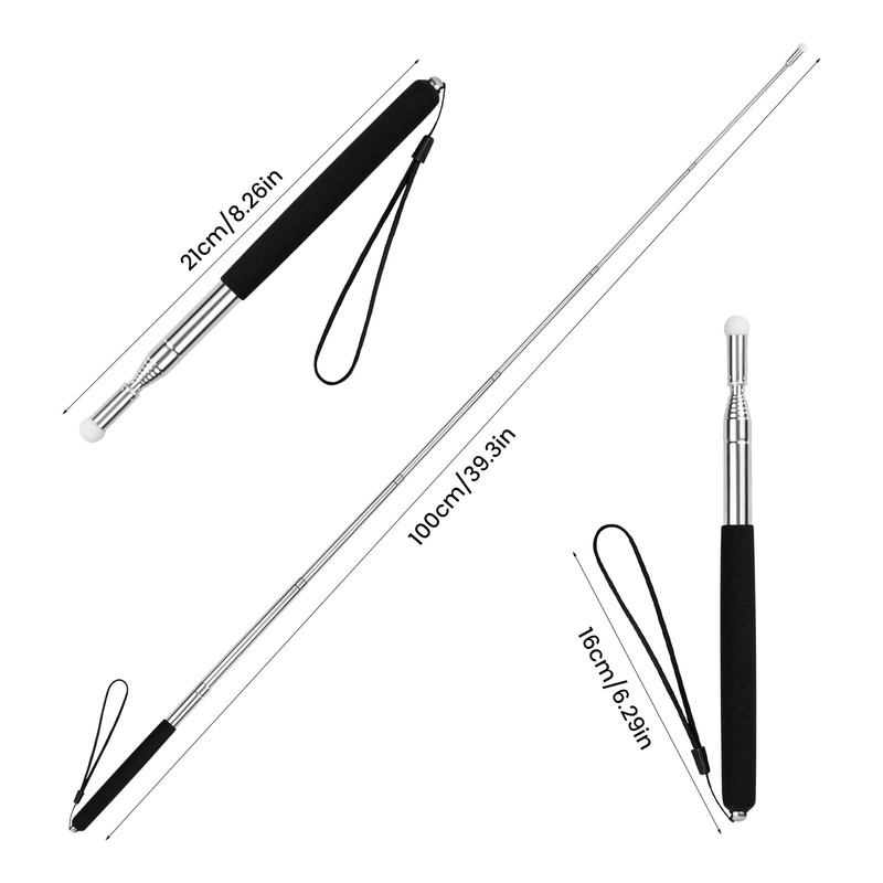 Kioiner Teachers Pointer Stick, Telescopic Teachers Pointer with Hand Lanyard
