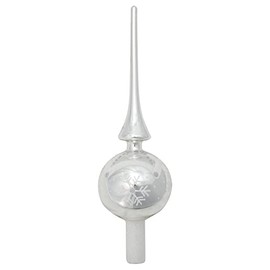 Krebs Glas Lauscha - Weihnachtsdekoration/Christbaumschmuck aus Glas - Christbaumspitze - Farbe: Silber glänzend - Größe: ca. 28 cm