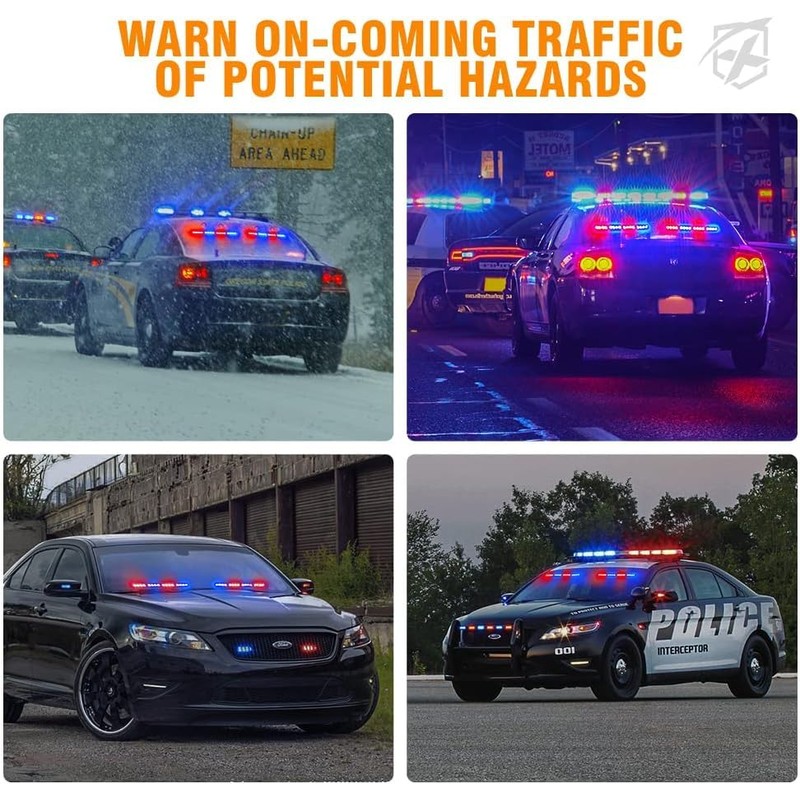 Xprite Red & Blue LED Emergency Strobe Dash Lights, Interior