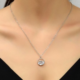 Xduargs Boho Crystal Whale Choker Necklace Vintage Whale Circle Pendant Necklace Silver Hollow Circle Chain Necklace Minimalist Ocean Whale Necklace Jewellery for Women and Girls, Zinc