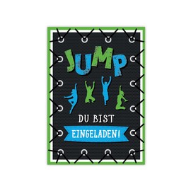 Minkocards 12 Invitation Cards Children's Birthday Boys Girls Jump Trampoline Including 12 Envelopes Invitations Boys Birthday Girls Birthday Party