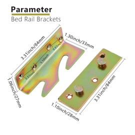 rockgoya Bed Rail Brackets, Bed Frame Hardware, Set of 4 Wooden Bed Brackets with Screws, Bed Rail Fittings, Heavy Duty Non-Mortise