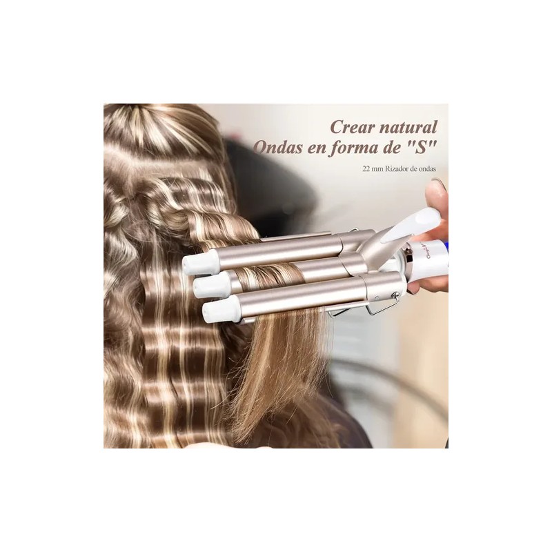 Tenaza Rizador De Cabello Cerámica Waflera Ferro 22mm Ondas