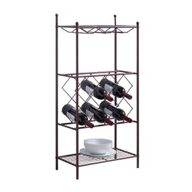 Kings Brand Furniture - Keyent Metal Wine Rack Stand with Glass Holder & Shelves