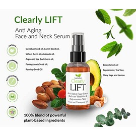 Clearly LIFT, Suero Anti-Edad para Rostro y Cuello con Aceite de Semilla de Zanahoria, de Rosa Mosqueta | Hidratante que Ilumina para Reducir Arrugas, Estimula el Colágeno, Corrige Ojeras