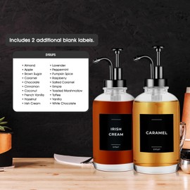 Spaceneat 22 pcs Coffee Syrup Labels for Bottles, Coffee Syrup Dispensers - Durable Coffee Labels for Coffee Bar, Coffee Station - Coffee Syrup Labels Waterproof & Oil Resistant - Minimalist Black