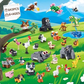 TYCOLE 32 Packs Party Favors Building Block Sets for Kids,Mini Animal Building Toys for Classroom Prizes,Goodie Bag Stocking Stuffers,Valentines Day Christmas Birthday Gifts for Girls Boys Age 8-12