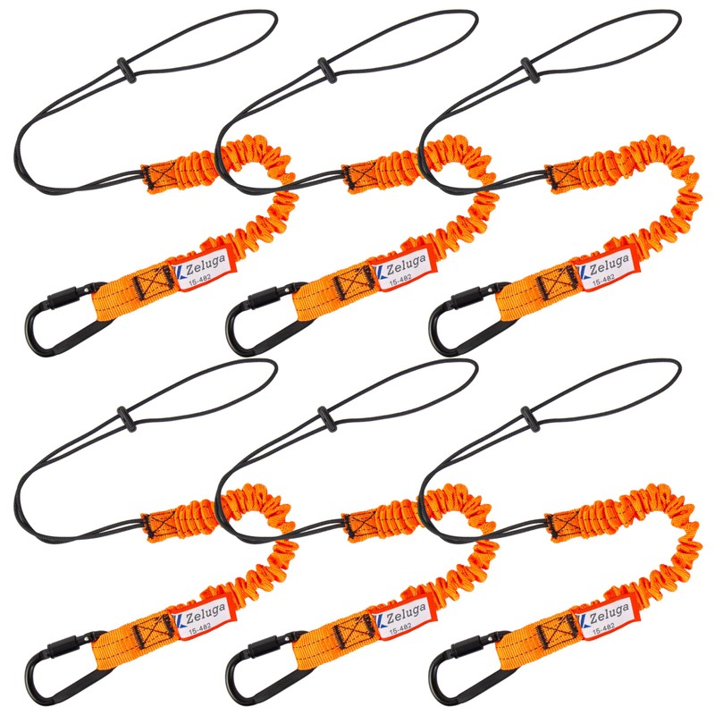 Zeluga 15-482 Tool Lanyard Shock Absorbing with Self-Locking Carabiner, Orange