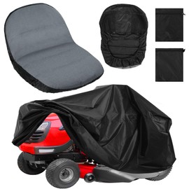 Colingmill 2 Pcs Riding Lawn Mower Cover Tractor Seat Cover with 2 Storage Bags, Waterproof Polyester Oxford Lawn Tractor Cover Fits Decks up to 54", Against Water, Uv, Dust, Dirt
