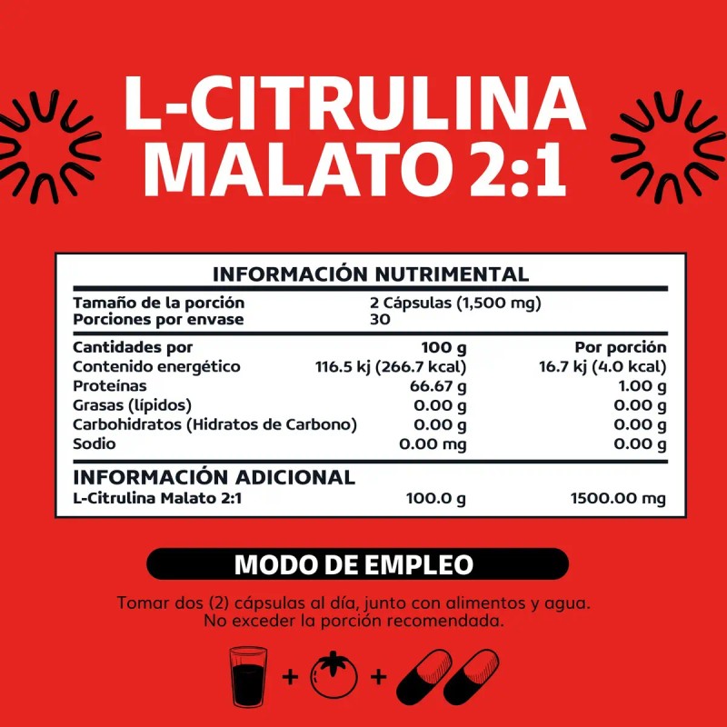 Citrulina Malato 1500mg Puro Pre Entreno Citrulline Malate Oxido Nítrico