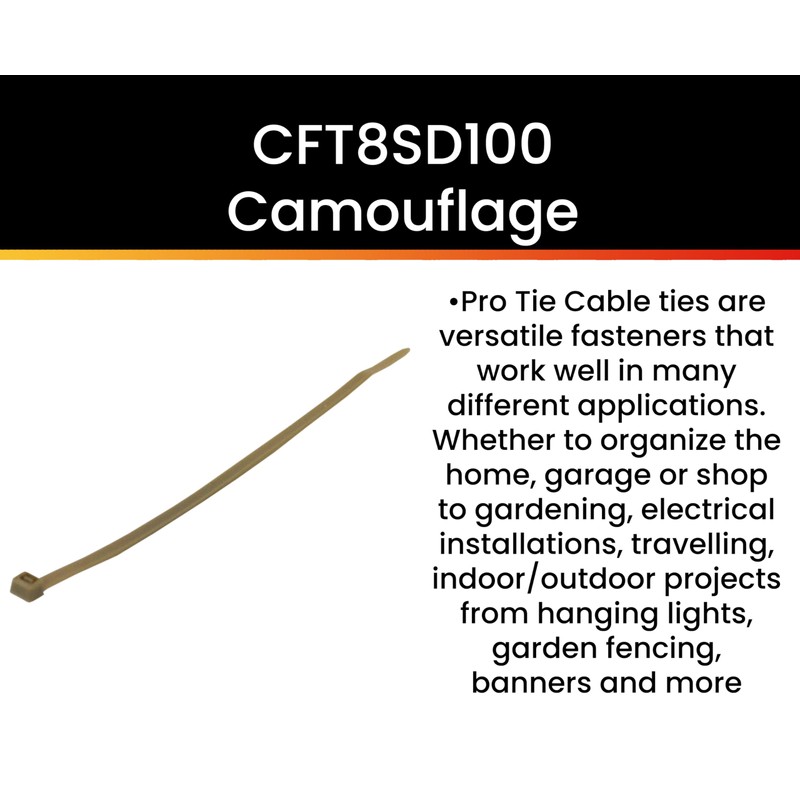 Pro Tie CFT8SD100 8-Inch Tan Nylon Standard Duty Cable Ties,