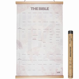 BLIEVE - Books Of The Bible Poster Canvas With Magnetic Poster Hanger, Bible Reading Tracker Year In The Bible, Biblical Planner Chart and Timeline Bible Study Supplies, Christian Gifts (Edens Garden, 26" x 17", Poster + Hanger)