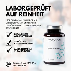 Omega-3 Kapseln hochdosiert – 2000 mg Fischöl mit 800mg EPA & 400 mg DHA pro Tagesdosis – Nachhaltiger Wildfisch, laborgeprüft, antioxidativ – 120 Softgel-Kapseln