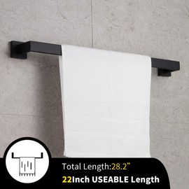 GERZWY 24 Inch Contemporary Style Bathroom Towel Bar Stainless Steel Bath Towel Rack Wall Mount Matte Black FG160160-BK