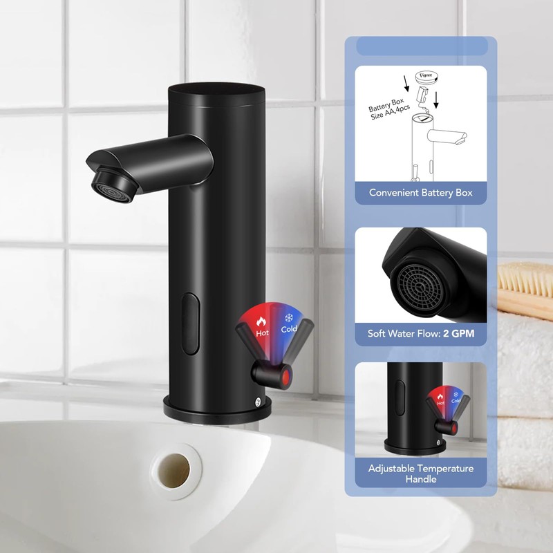 Automatic Sensor Touchless Bathroom Faucet Motion Activated Hands Free Single