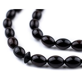 TheBeadChest Black Oval Wooden Arabian Prayer Beads 5x8mm Middle East 28 Inch Strand