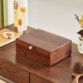 CHOSIN Black Walnut Wooden Jewelry Box for Women 2 Layer Jewelry Organizer with Removable Tray for Watches Rings Earrings Necklace Bracelets Mother’s Day Gifts