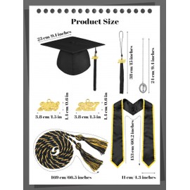 SOMSOC Matte Graduation Cap and Gown Tassel Stole Set 2026 for High School and College with Honor Cord Glasses Photo Charm