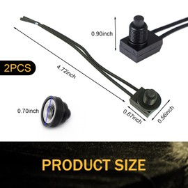 Ferianl 2PCS Waterproof RV Push Button Switch, 12V Wired Miniature Light-Duty Toggle Switch for Motorcycle Car Truck Boat Marine KP107 (Black)