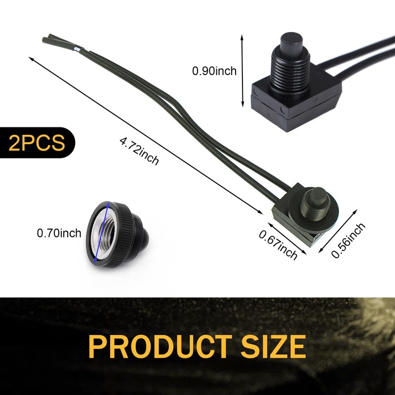Ferianl 2PCS Waterproof RV Push Button Switch, 12V Wired Miniature