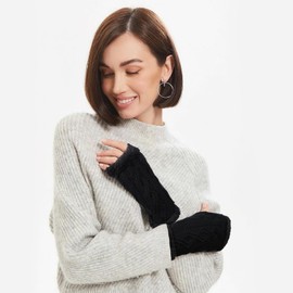 TAGVO Women Fingerless Gloves, 4 Pairs Winter Warm Sleeves, Plush Arm Warmer Sleeves, Short Knitted Gloves Fleece Lining, Winter Sports Gloves Windproof, Warm and Thick, Suitable For Winter Ladies