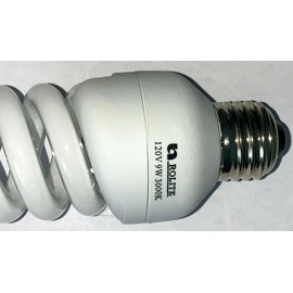 Rolite 9W - 120V 3000K Medium E26 Base Mini Spiral (Warm White) CFL Light Bulb (6 Pack)