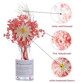 Dried Flowers Bouquet for Vase,Dining Table Centerpiece Decor,Real Mixed Dried Flowers with Stems and Vase,Kitchen Table Decor,Coffee Table Decor,Living Room Farmhouse Decor(Babys Breath)