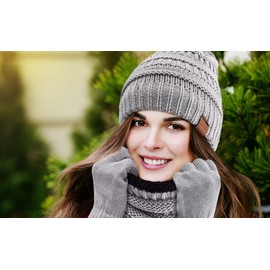 Winter Hat Fleece Lined Neck Warmer Scarf and Gloves Set for Women Knit Beanie Winter Gloves and Scarves Cold Weather