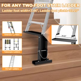 Ladder Leveler For Stair-Adjustable Height 13.5"-18.66", Ladder Extender-Ladder Aide PRO-Tool use on Single/Extension Ladders, 23.23"x7.44" Platform-High Strength Steel-Non-slip Mat-Holds up to 880lbs