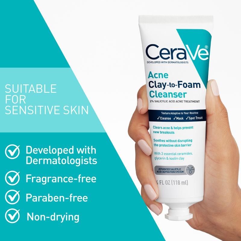CeraVe Acne Clay To Foam Cleanser 4oz