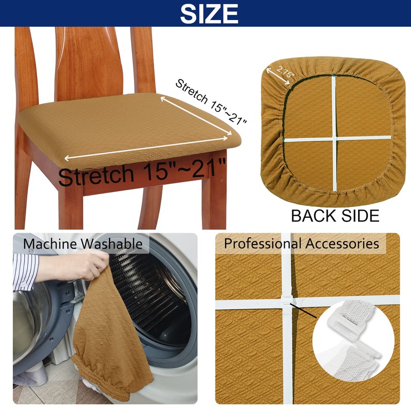 BUYUE Dining Room Chair Seat Covers Set of 4, TPU