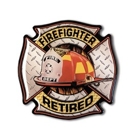 Retired Firefighter Sticker Maltese Cross Domed Decal Emblem CAR Sticker 3D 3.2" FIRE Department Fireman Fire Squad