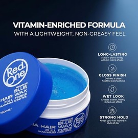 RedOne Aqua Hair Wax Blue 150 ml | Ultra Hold | Bubblegum Scent | Hair Gel Wax for Men & Women | Long Lasting Shine & Maximum Control | Non-Sticky | Professional Hair Styling Product