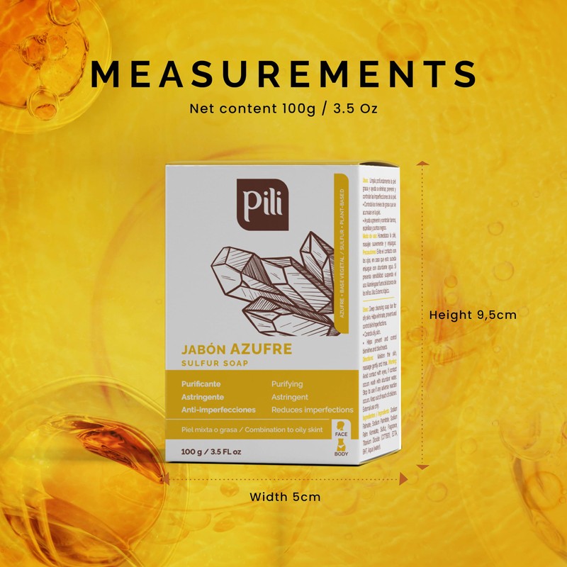 Pili Natural Sulfur Soap Bars (3 Pack) Jabón de azufre