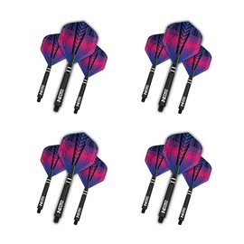RED DRAGON Dart Flight and Stems Combo Rainbow - 4 sets of Standard Flights and 4 sets of Medium Nitrotech Stems Per Pack