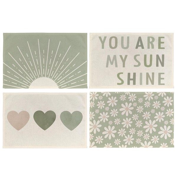 GICHUGI Sage Green Boho Nursery Placemats Set of 4, Kids
