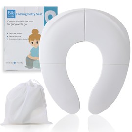 Funbliss Foldable Travel Potty Seat for Toddlers - Potty Training Toilet for Toddlers with Safety Suction Cups, Includes Storage Bag - Essential for On-the-Go Potty Training,White