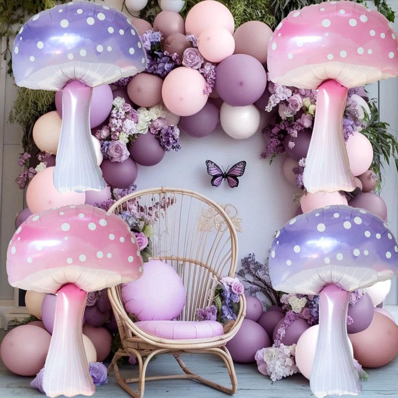 DazzJoy Pack of 4 Mushroom Balloons
