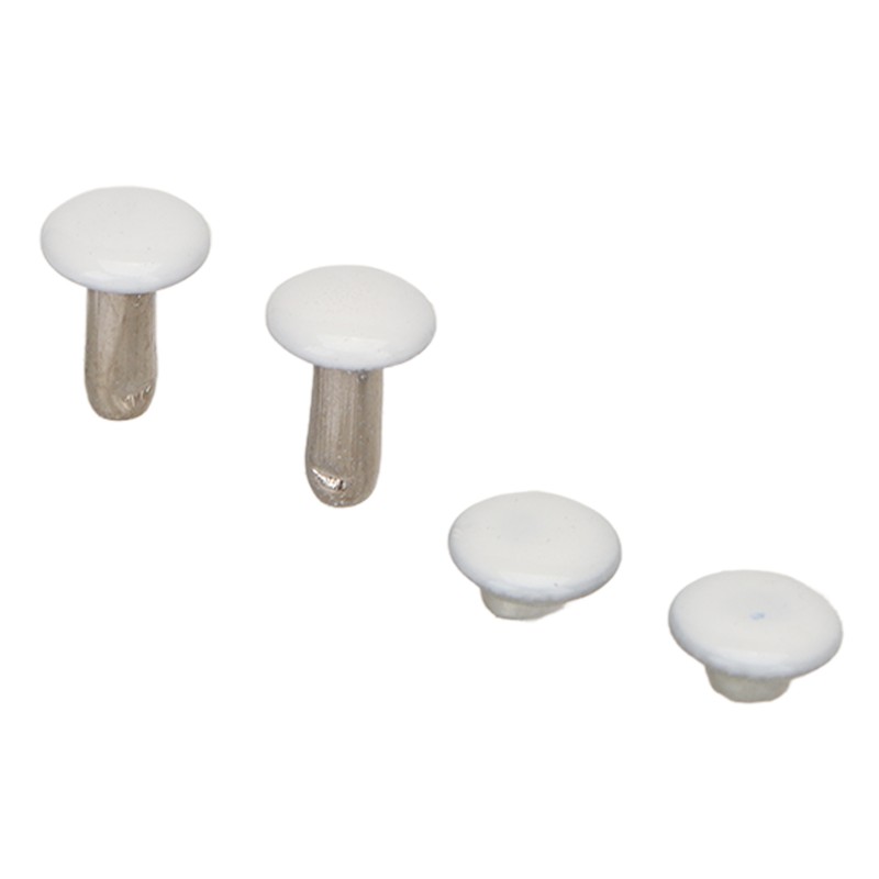 500 Sets Leather Rivets 6x8mm Iron White Round DIY Plating
