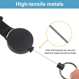BiaoGan Retractable Keychains, 3 Pack Heavy Duty Retractable Badge Reels with Multipurpose Metal Carabiner, Extendable Keychain with 60cm Steel Wire Rope,10 oz