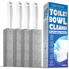 DISIWENE Pumice Cleaning Stone with Handle Toilet Bowl Cleaner Hard Water Ring Remover for Bath/Pool/Kitchen/Household Cleaning (4, 4 Pack with Handle)