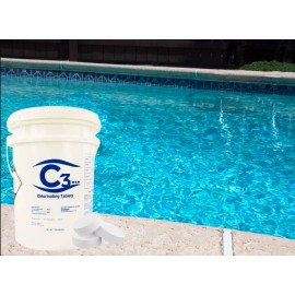 C3... 3" Stabilized Trichloro Chlorine Tablets for Swimming Pools (Choose Size) - 20 lbs