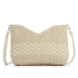 Freiesoldaten Handmade Straw Handbags Crossbody Pocketbook Bag for Women Summer Chic Woven Shoulder Purse with Straw Strap