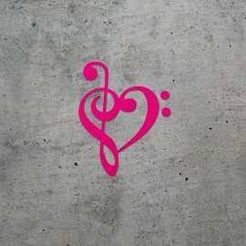 Decal Stickers Of Treble Clef Bass Clef Heart (Pink) Premium Waterproof Vinyl Decal Stickers For Laptop Phone Accessory Helmet Car Window Mug Tuber Cup Door Wall Decoration ANDSKUS082931PI070722