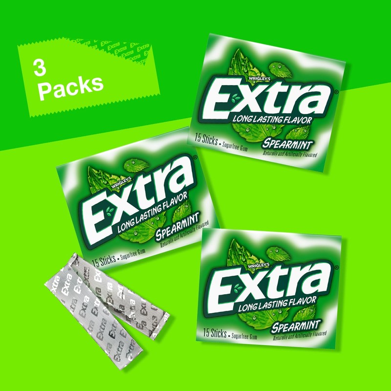 EXTRA Spearmint Sugar Free Gum Back To School Chewing Gum,